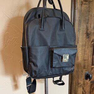 India Hicks Black Backpack with Gold-Tone Lock Front Pocket